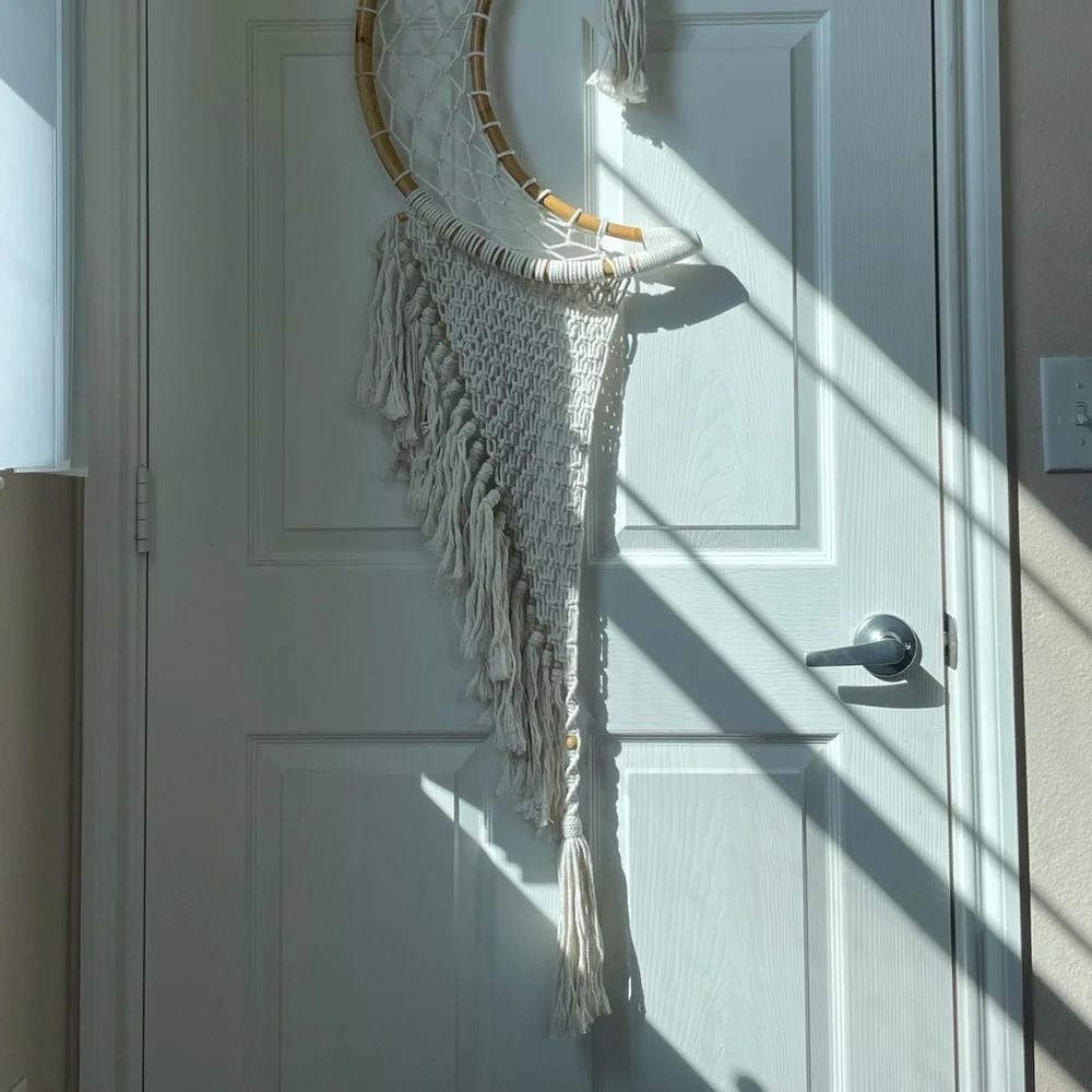 Crescent Moon Dream-Catcher Macramé Hanging Wall Tapestry